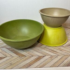 Pampered chef | bamboo stackable set of bamboo vintage bowls